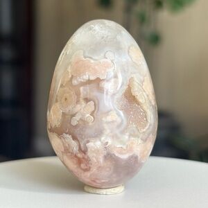 Flower Agate Crystal Egg with Druzy Pocket